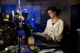 Student in front of hypersonic thermal testing experience