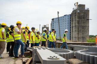 Students in construction zone.
